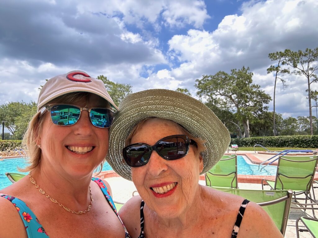 Mom and I at the pool hanging out in May 2023