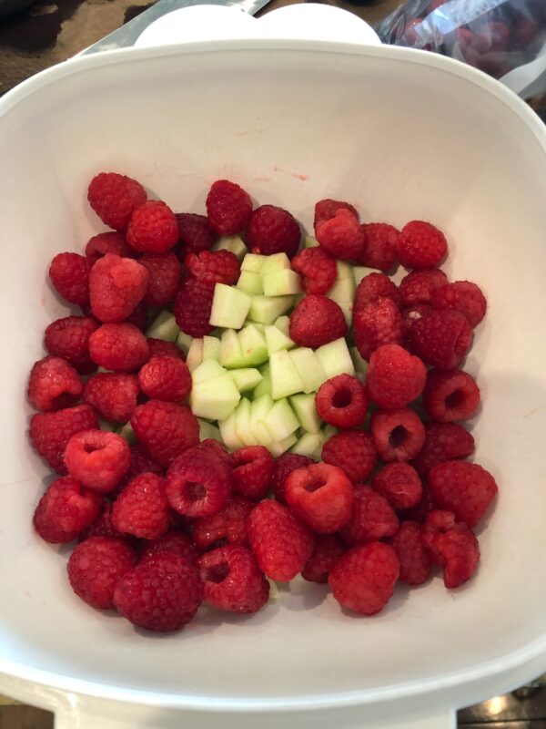 Raspberries and Chopped Apples