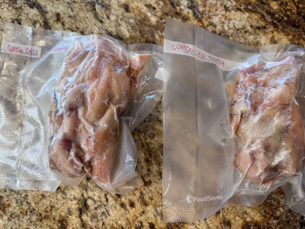 My freezer bags of portioned costco chicken meat