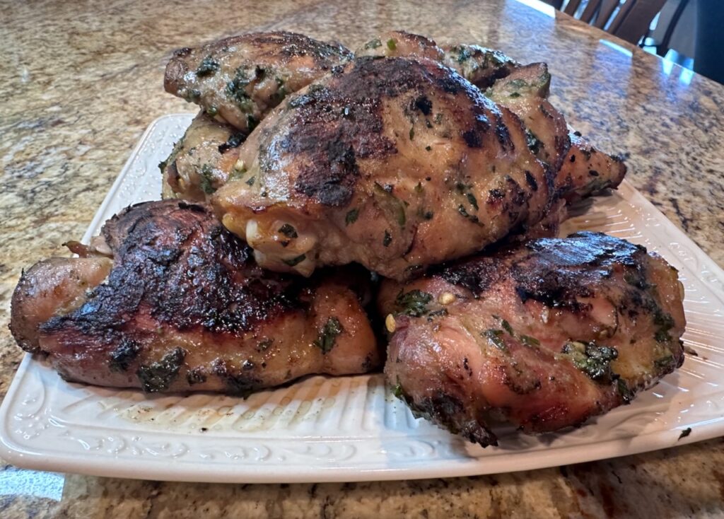 grilled herbalicious thai chicken thighs 