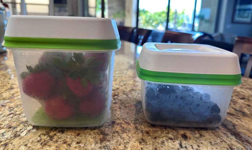 Berries stored in the smaller versions of the produce keepers