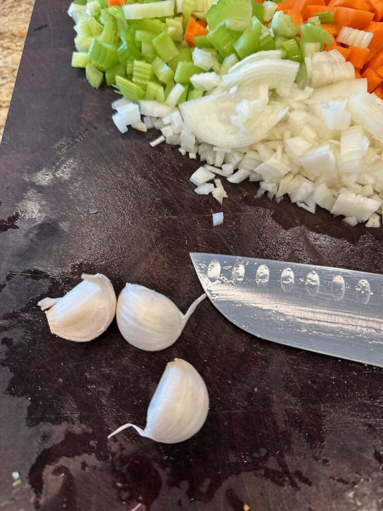 Garlic about to be smashed