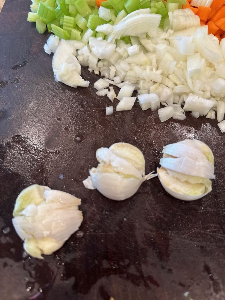 Garlic Smashed and ready to easily peel 