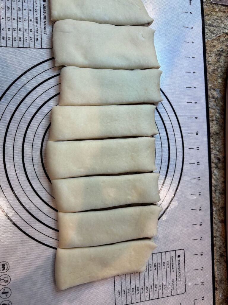 dough cut into 8, 2 inch sections