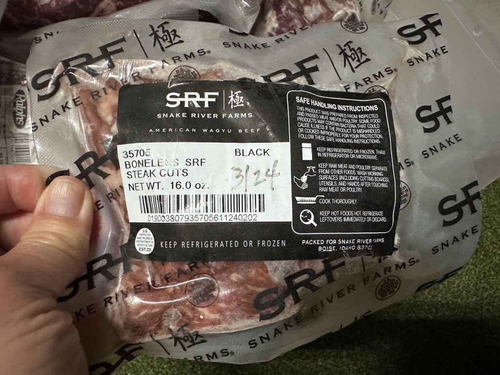 frozen SRF steak Cuts package