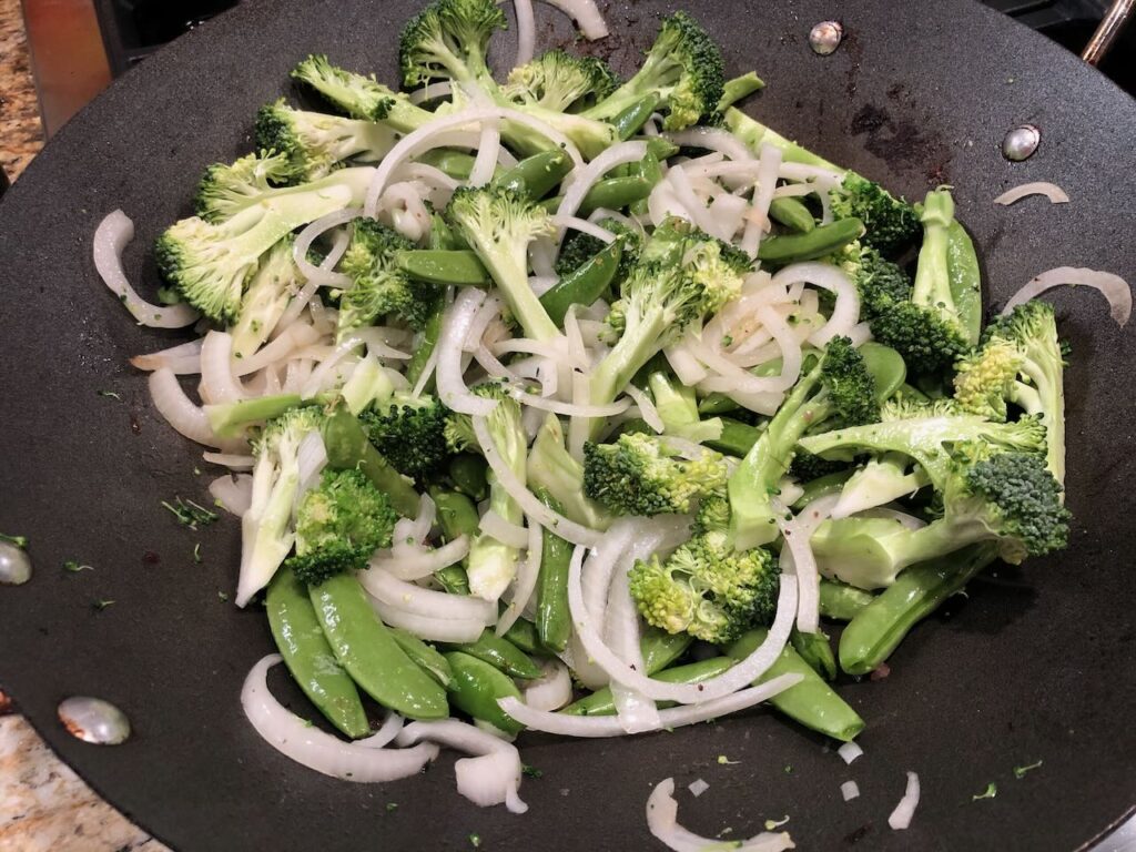 Veggies in a wok 