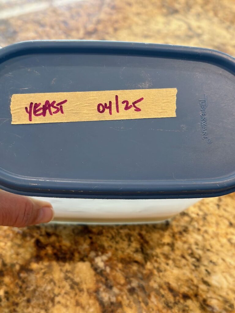 Picture of yeast container with 4/25 written on top - expiration date 