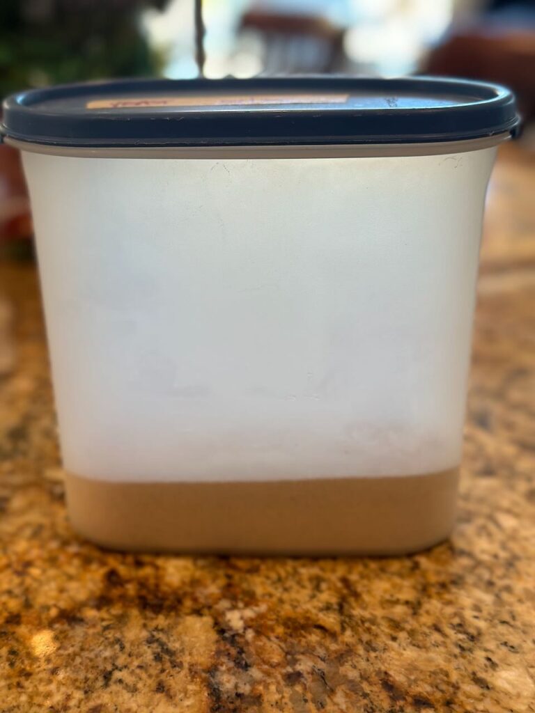 Picture of my tupperware container with my yeast in it.  