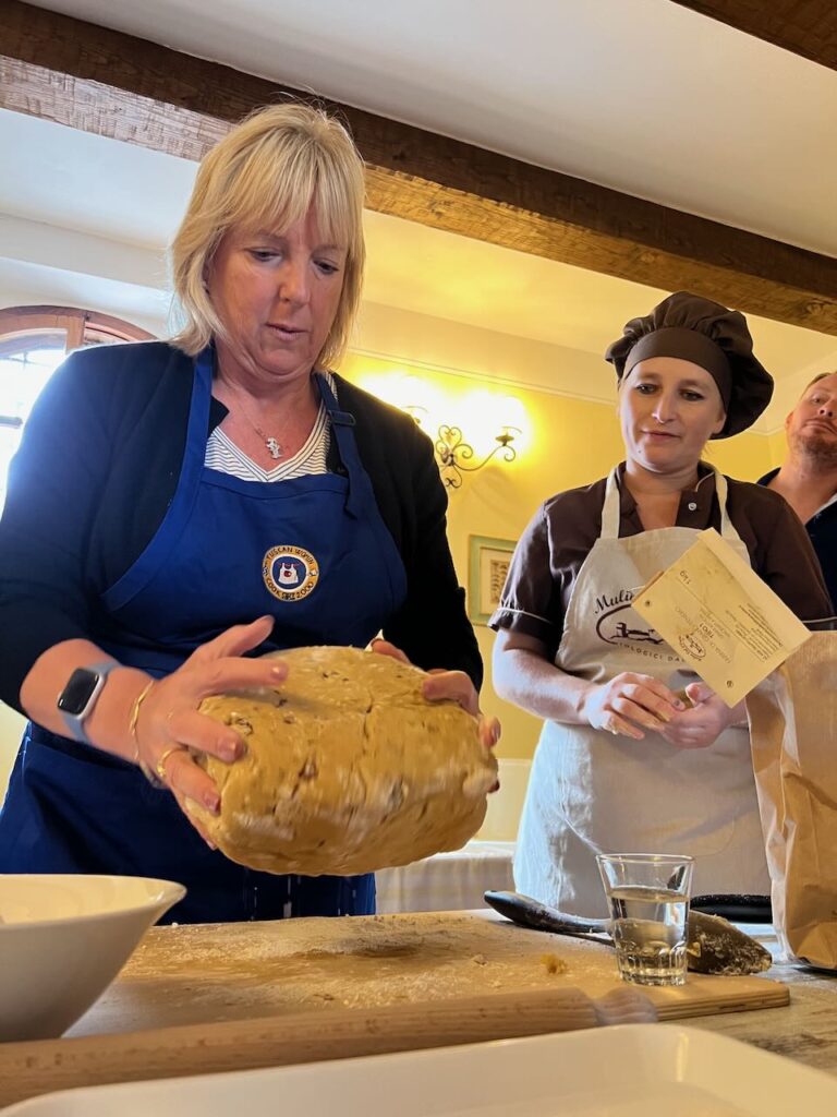 Me preparing the dough for Biscotti in Tuscany 