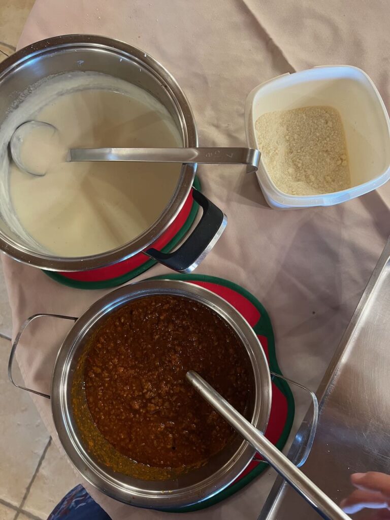 Sugo, bechamel, parm to be used to make lasagna 