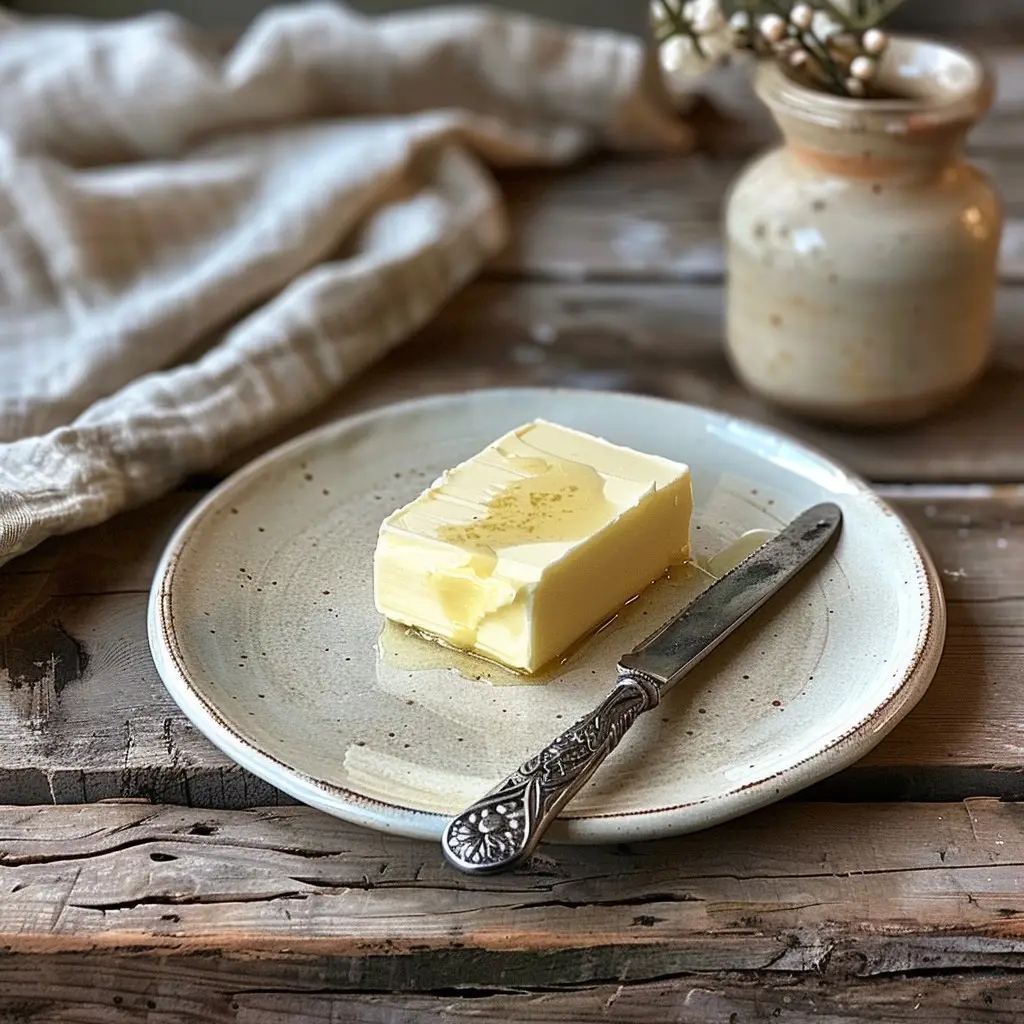 butter on a plate ready to use in a recipe
