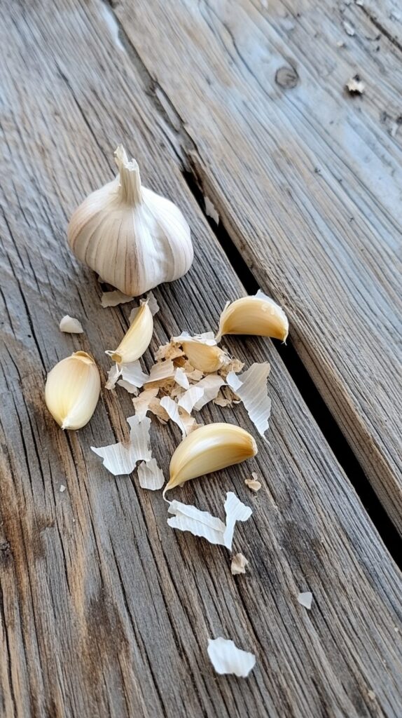 Garlic being broken off the clove