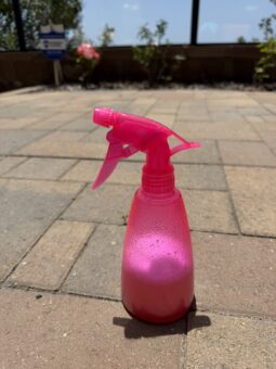 Pink Spray bottle with homemade weed killer